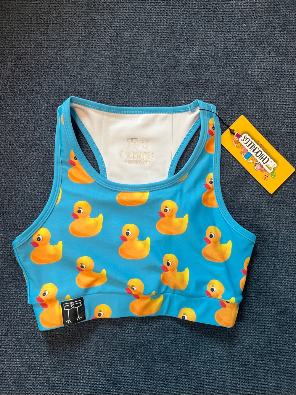 Chicknlegs Rubber Ducky Sports Bra Gym Workout Athleisure Size XS